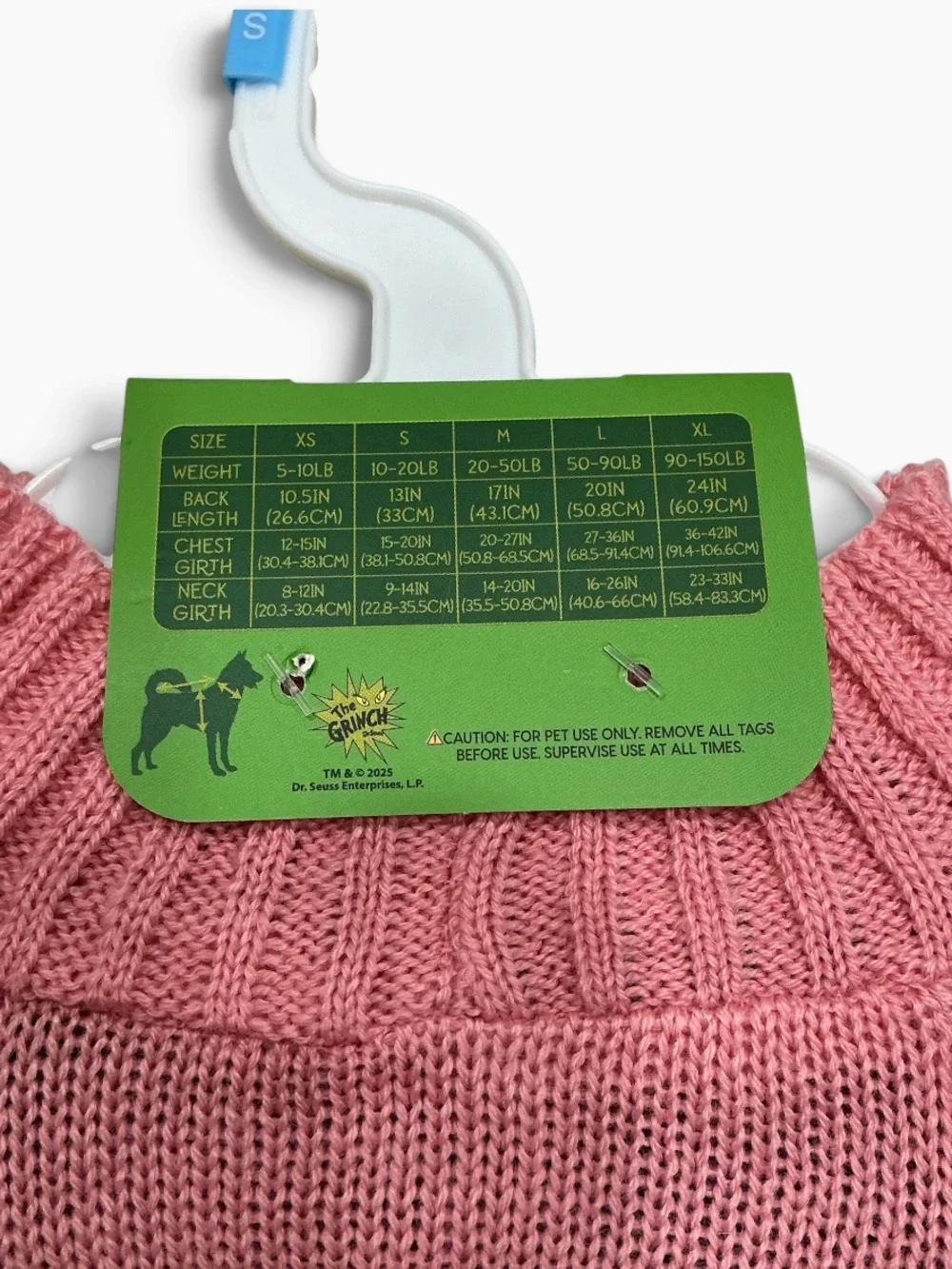Dr. Seuss In My Grinch Era Pink Dog Pet Sweater Size S Christmas